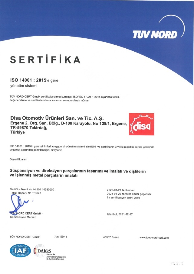 ISO 14001 Sertifika