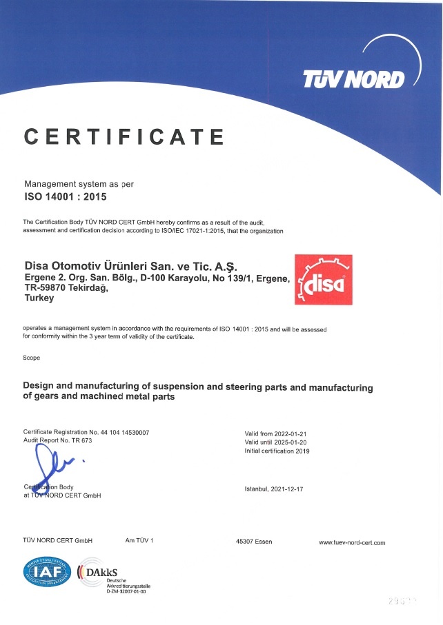 ISO 14001 Certificate